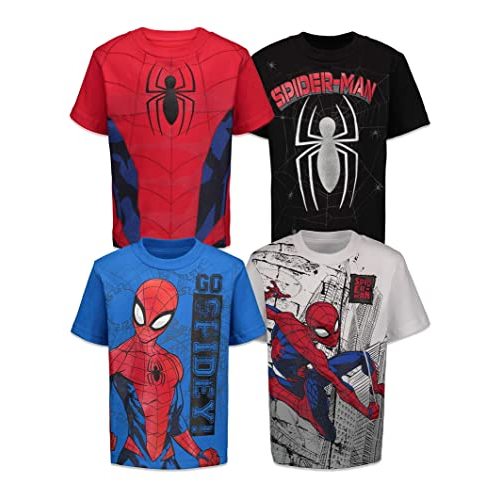 Marvel Spider-Man Boys' 4-Pack Short Sleeve Tees Toddler to Big Kid
