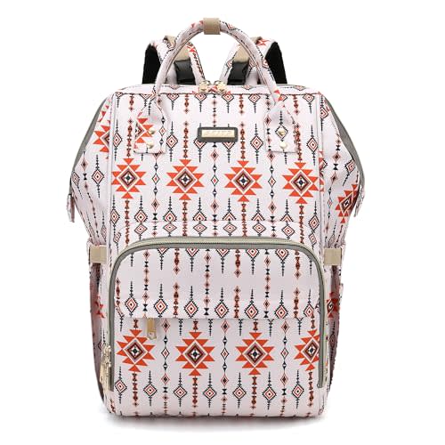 Diaper Bag Backpack, Diaper Bags for Baby Girls Boys, Baby Bags for Moms Dads, Nappy Changing Bag with Insulated Pockets,Multi-functional Waterproof Backpack with Stroller straps-Tribal Orange
