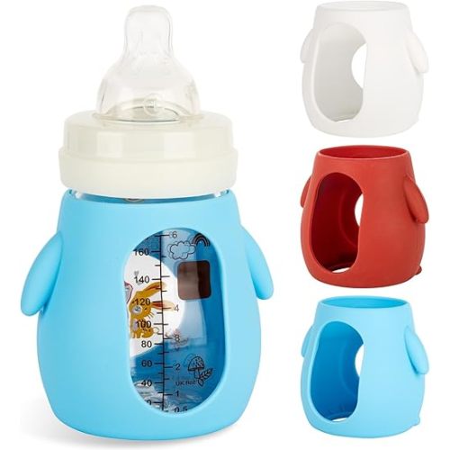 3 Pack Silicone Sleeves for Mam Glass Baby Bottles 6oz,Anti Breakage Baby Bottle Holder Compatible with MAM Baby Bottle.