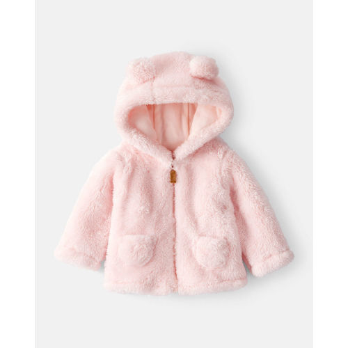Baby Girl Sherpa Long-Sleeve Hooded Zip-Up Jacket - Pink - Carter's | Carter's