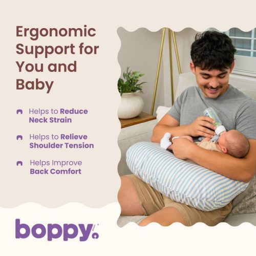 Boppy New Nursing Pillow - Vintage Blue Stripes