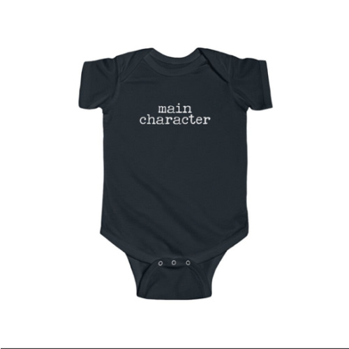 Main Character Bookish Baby Funny Clothes Librarian Birth Announcement Minimalist Baby Clothes Main Character Energy Protagonist Literary