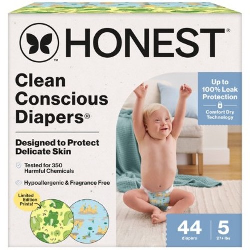 The Honest Company Clean Conscious Diapers UR Ribbiting & Waddle It Be - Size 5 - 44ct