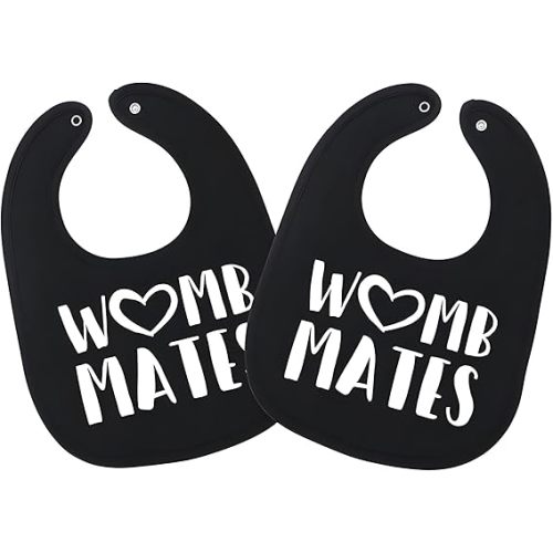 100% Cotton Drinking Buddies Twin Bibs Cute & Practical Unisex Bibs for Twins with Waterproof, Durable, for Everyday Use