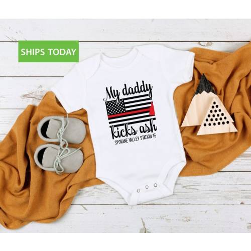 Firefighter Baby Onesie® My Dad Kicks Ash Onesie® - Etsy