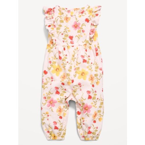Printed Sleeveless Ruffle-Trim One-Piece for Baby
