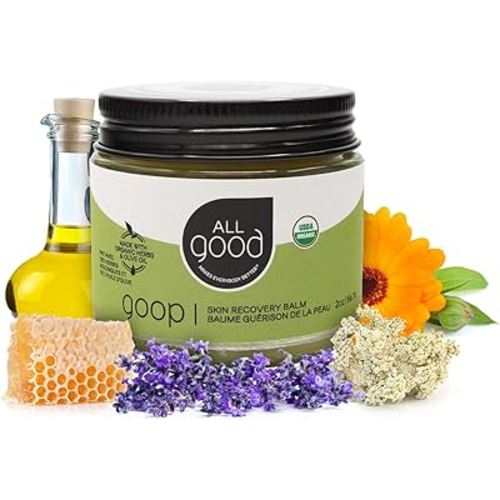 All Good Goop Organic Skin Care Recovery Balm - All Purpose Ointment w/Calendula, Lavender, Beeswax - Chafing Cream, Dry Skin Salve, Cracking Lip Moisturizer - Soothes, Hydrates & Calms - 2oz