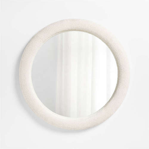Harris White Boucle Round Wall Mirror