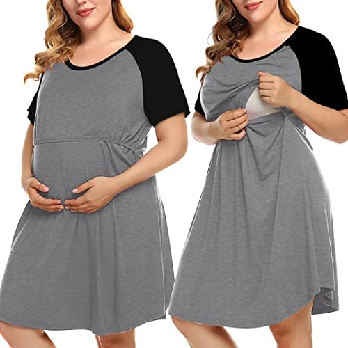 MONNURO Women's Plus Size Labor and Delivery Gown Nursing Nightgown Maternity Sleepwear Dress for Breastfeeding