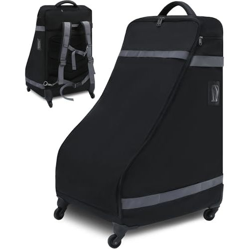 Car Seat Bag Backpack with Wheels for Air Travel Extra Large Padded Carseat Cover Carrier for Airplane Gate Check Bag