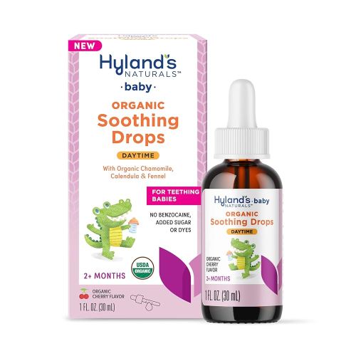Hyland's Baby Organic Daytime Soothing Drops for Oral Discomfort, 1 oz, Ages 2 Months and up, Organic Cherry Flavor
