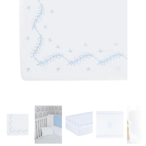 Embroidered Crib Sheet in Sky | Over The Moon