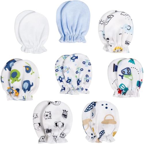 8 Pairs Baby Mittens Newborn Mittens No Scratch Baby Gloves 0-6 months | Cotton Infant Mittens Elastic Wrist Gloves Mittens for Newborn Baby Hand Mitten Baby Essentials for Boys and Girls
