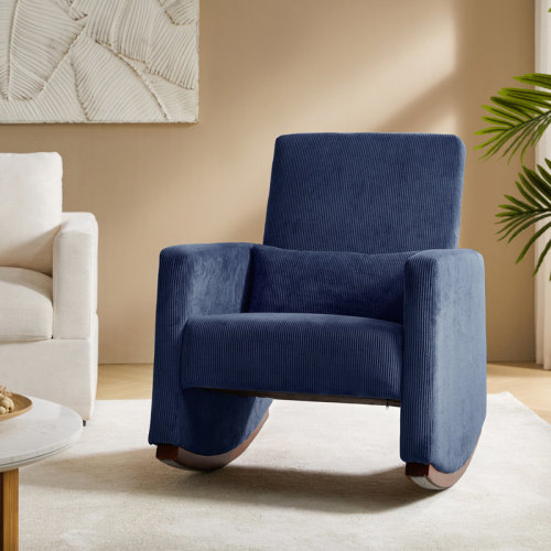 Isabelle & Max™ Arleena 29.5"W Modern Solid Wood Rocking Chair With Lumbar Pillow | Wayfair