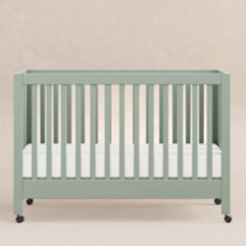 babyletto Maki Portable Folding Crib with Toddler Bed Conversion Kit - Light Sage