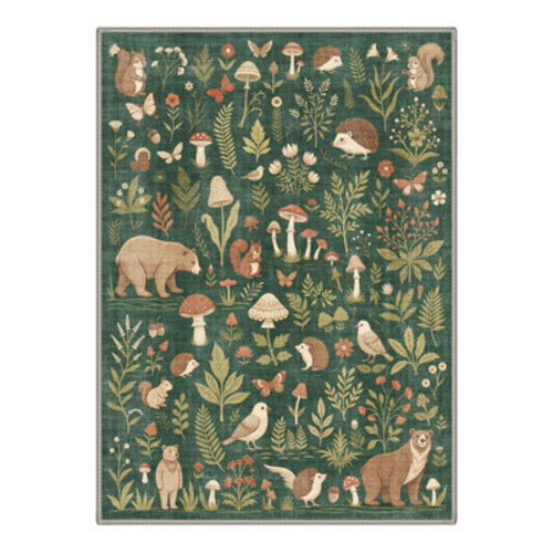Bungalow Rose Faunawood Collection Rustic Machine Washable Green / Brown Indoor Area Rug with Non-Slip Backing | Wayfair