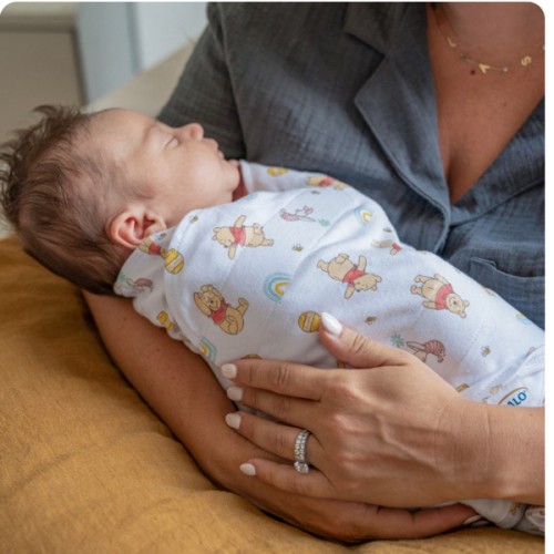 100% Cotton Baby Swaddle Winnie the Pooh Rainbows | Newborn | HALO US