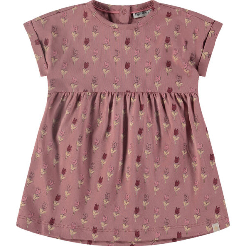 Flower Print Round Neck Short Sleeve Dress, Pink Blossom - Babyface | Maisonette