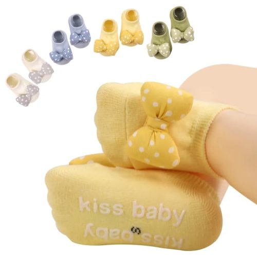 TOBETOPTOOLER 4 Pairs Baby Girl Socks,Flower Non Slip Socks for Newborn Preemie Infant Cute Princess Dress Ankle Sock