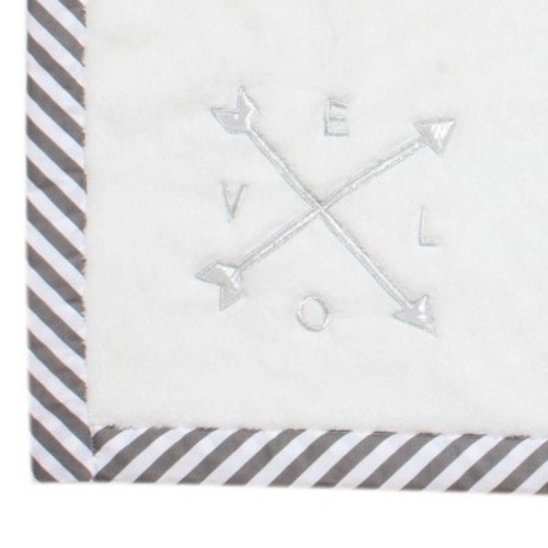 Bacati - Love Aztec Design/Print Gray/Silver LOVE Embroidered Blanket