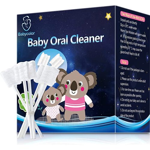 [100-Pack]&nbsp;Baby Toothbrush, Newborn Baby Tongue Cleaner Toothbrush Clean Baby Gums Disposable Tongue Cleaner Soft Gauze Toothbrush Infant Oral Cleaning Stick Dental Care for 0-36 Months Baby - 100 Count (Pack of 1)