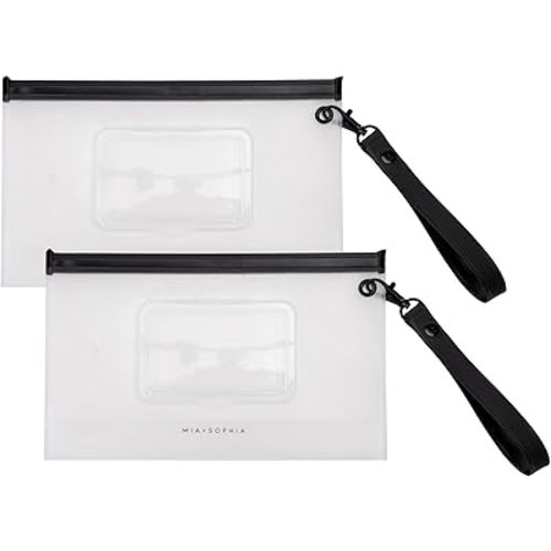 MIA + SOPHIA Set of 2 Baby Wipe Holder, Portable Reusable Wipes Pouch, Stylish Travel Wipes Case, Baby Wipes Dispenser, Wipes Stay Moist Longer, Attaches Easily with Included Wristlet