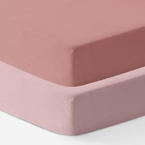 Dreamology Jersey Crib Sheets,2 Pack,Soft,Standard Crib Sheets,100% Cotton Crib Sheet,for Boy,Girl, Baby Mattress Sheets and Toddler Bed Sheets, 28x52 Crib Mattress Sheets | Rose,Dusty Pink