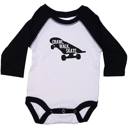 Ebenezer Fire Skateboarding Onesie/Crawl Walk Skate/Raglan Bodysuit/Gift For Newborn
