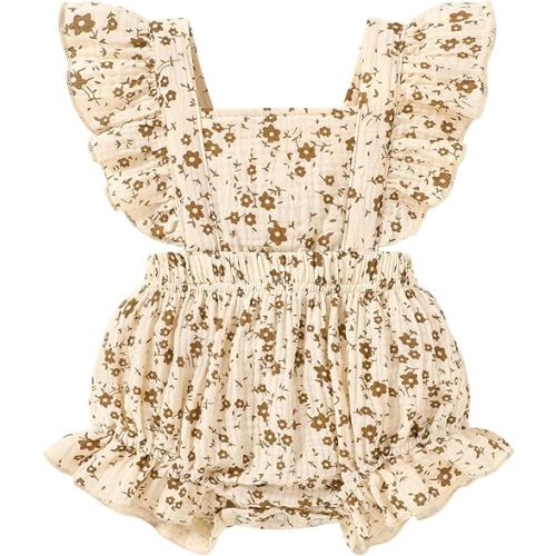 Happy Town Newborn Baby Girl Clothes Infant Summer Romper Sleeveless Floral Cute Outfits One Piece Jumpsuit Bodysuit