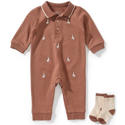 Little Me Baby Boys Long-Sleeve Puppy-Printed Coverall