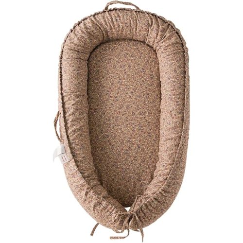 Infant Lounger, Baby Nest Cover for Baby Girls & Boys, Portable Baby Support Cushion, Newborn Essentials for Baby 0-12 Months, 100% Cotton Breathable (BrownBlossom)