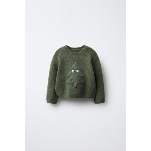 EMBROIDERED TREE KNIT SWEATER - Mid-green | ZARA United States