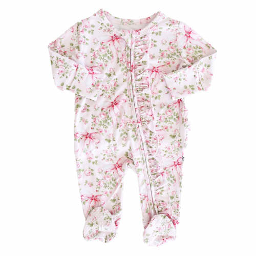 Bows in Bloom Ruffle Zipper Footie Caden Lane