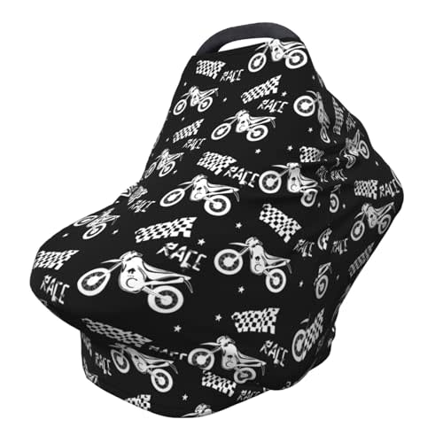 Motorcycle Black Baby Car Seat Canopy Cover Baby Stuff, Nursing Breastfeeding Covers Infant Carseat Cover for Boys and Girls Newborn Shower Gifts