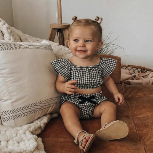 Trendy Black and White Baby Outfit, Newborn Girl Clothes, Toddler Summer Outfit, Preemie Baby Clothes, Fall Baby Bummies Set