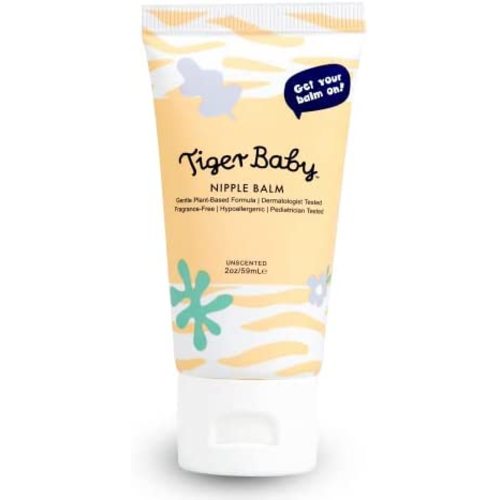 Tiger Baby Nipple Cream, Nipple Balm for Breastfeeding, Plant-Based Natural and Organic Nipple Butter, Safe for Nursing & Dry Skin, Cruelty Free, 2 Ounces