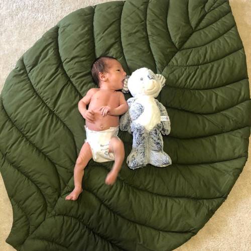 Organic Cotton Leaf Baby Play Mat | Newborn Gift, Kids Room Decor