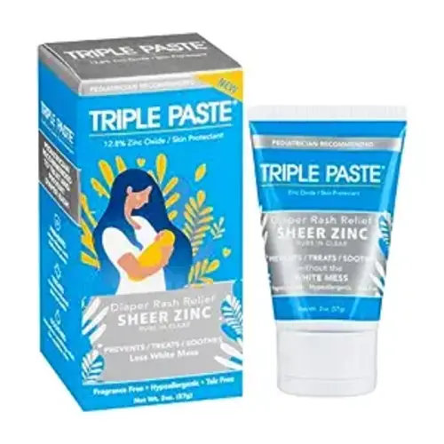 Triple Paste Sheer Zinc Baby Healing Ointment - 2 oz Tube – Multi-Purpose Diaper Rash Cream and Skin Protectant for Hands, Face & Bottom Treats, Soothes & Prevents with Zinc Oxide (Packaging May Vary)