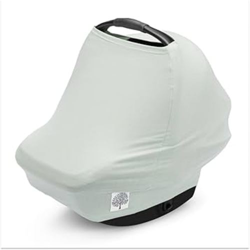 Parker Baby 4 in 1 Car Seat Cover for Girls and Boys - Stretchy Carseat Canopy, Nursing Cover, Grocery Cart Cover, High Chair Cover - Sage