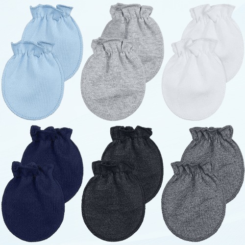 6 Pairs Newborn Baby Mittens No Scratch Infant Gloves Mitten for Baby 0-6 Months