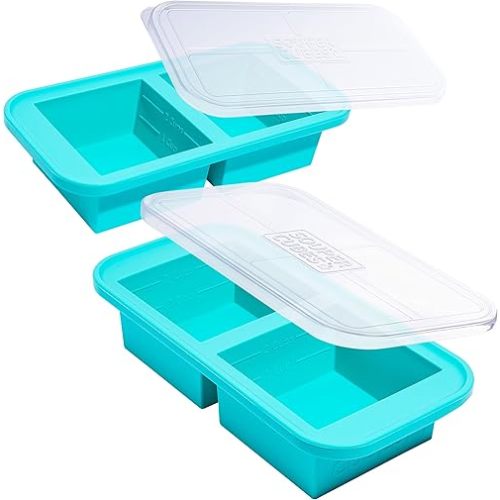 Souper Cubes 2 Cup Silicone Molds for Food, Aqua, 2-Pack