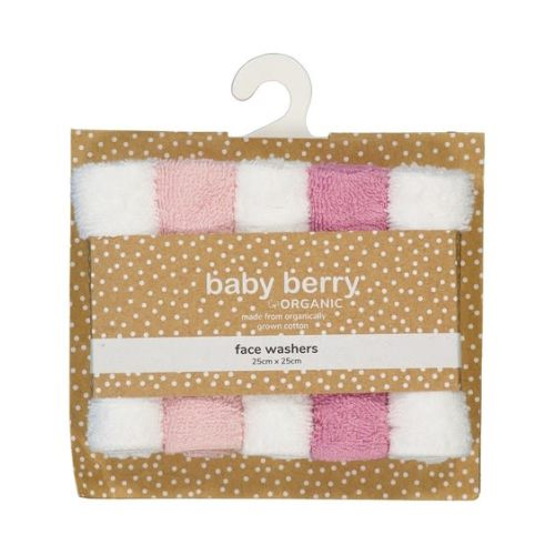Light Pink Baby 5 Pack Face Washer Set | Best&Less™ Online