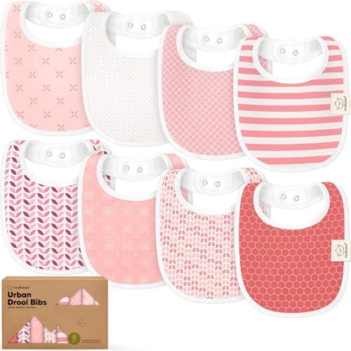 KeaBabies 8-Pack Organic Baby Bibs for Drooling and Teething (Blush)