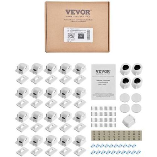 VEVOR Child Safety Magnetic Cabinet Locks, 20 Packs Baby Proofing Cabinet Locks with 4 Keys & 4 Holders, 2 Installation Choice, White