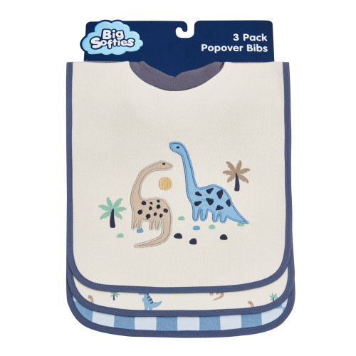 Big Softies 3 Pack Popover Bibs - Dino