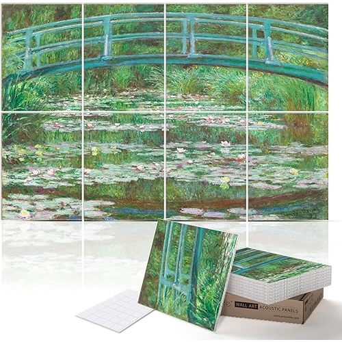 PINWELIFE® Masterpiece Acoustic Art Panels, 8-Pack 12"×17" Sound Absorbing Panels, Decorative Acoustic Wall Art, Noise and Echo Cancelling for Home Studio/Office, Nano Tape Included