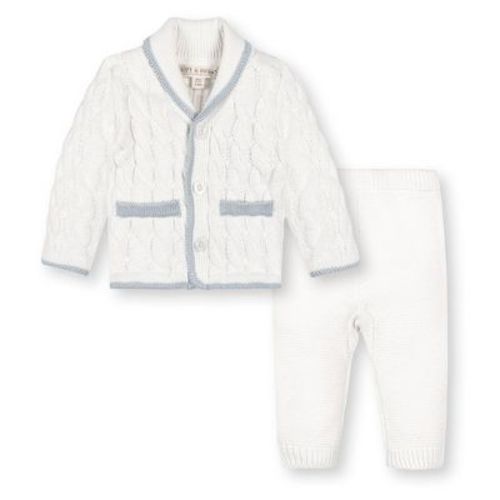 Hope & Henry Baby Organic Long Sleeve Shawl Collar Cardigan & Legging Sweater Set, Infant
