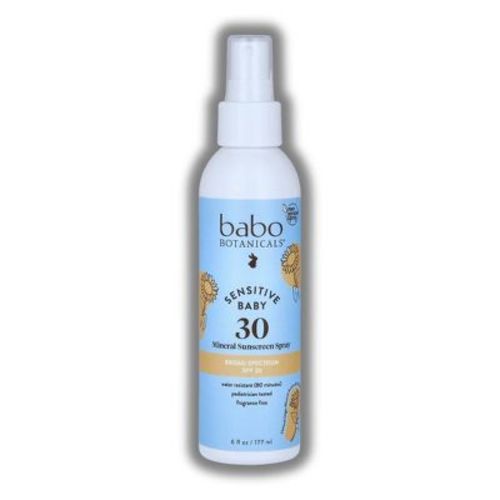 Babo Botanicals Sensitive Baby Mineral Sunscreen Spray SPF 30 | Plant Based are Ingredients From Plant Origin - (6 oz)
