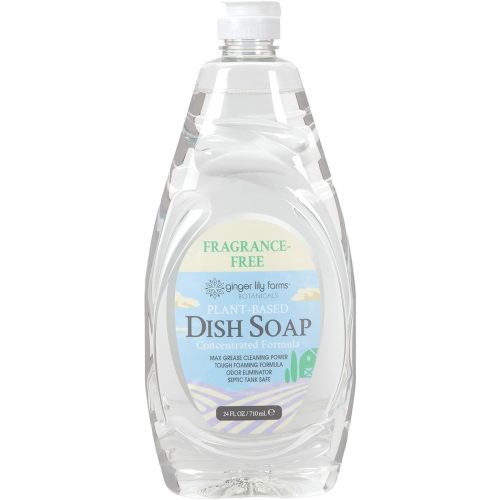 Ginger Lily Farms Botanicals Plant-Based Liquid Dish Soap, Concentrated Formula with Max Grease Cleaning Power, Cruelty-Free, Fragrance-Free, 24 Fl Oz