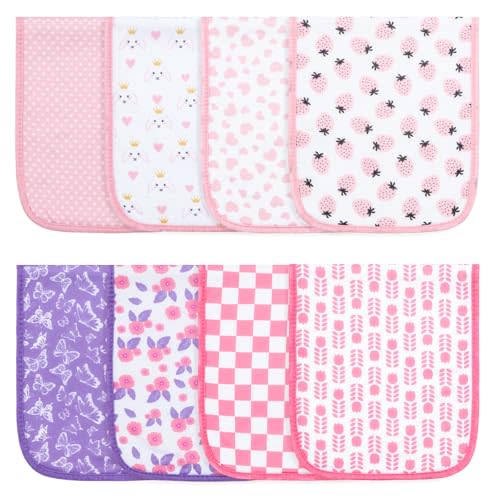 Hakochia Burp Cloths for Baby Boy & Girl Organic Cotton Large Unisex Burp Clothes Extra Absorbent Soft Neutral Burping Rags Spit Up Cloth Sets for Newborns 8 Pack